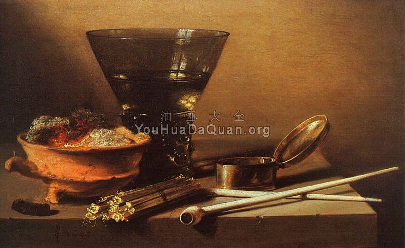 Still Life with Wine and Smoking Implements - 彼得·克莱兹